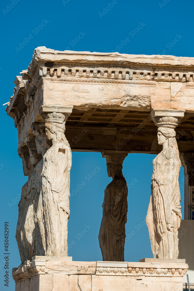 Caryatides, Erechtheion temple Acropolis in Athens, Greece