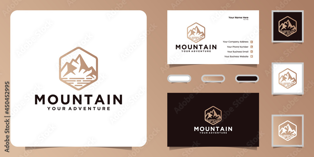 Naklejka premium Abstract mountain and river inspiration design logo and business card