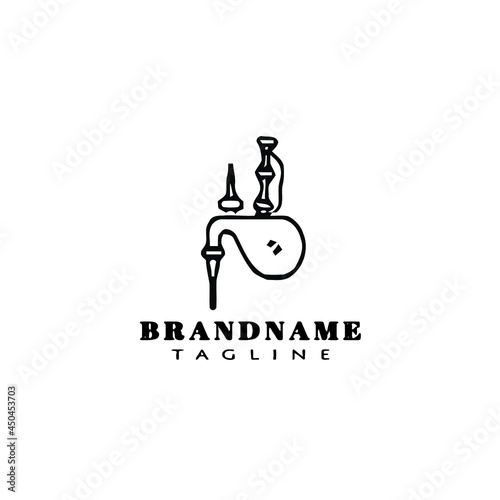 cute bagpipes logo icon cartoon design template vector illustration
