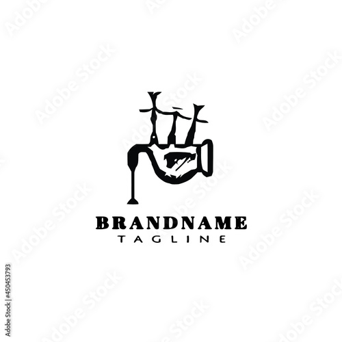 bagpipes logo icon cartoon design black vector illustration