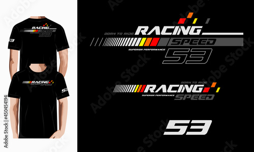  RACING  SPEED  trendy fashionable vector t-shirt and apparel design, typography, print, poster. Global swatches.	 photo