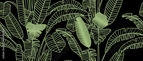 bicolor minimalistic llarge leaves of tropical plants seamless pattern
 photo