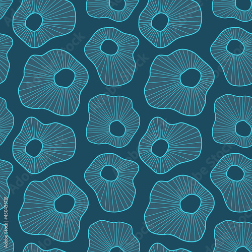 Vector sea seamless patterns with plants. Abstract background.
