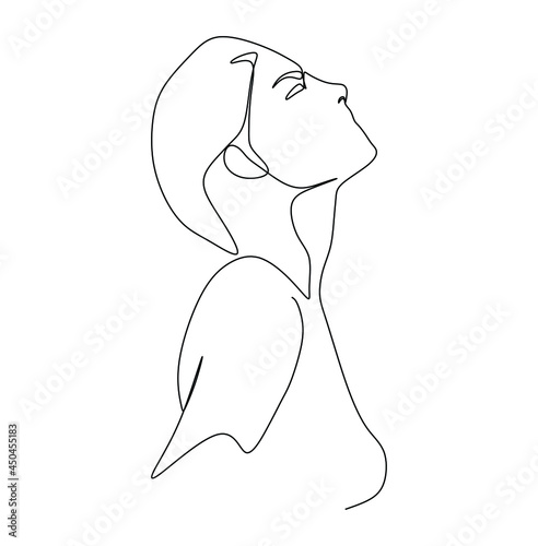 Continuous line art or One Line Drawing of a long hair woman picture vector illustration. Simple line art for home decoration or promotion media