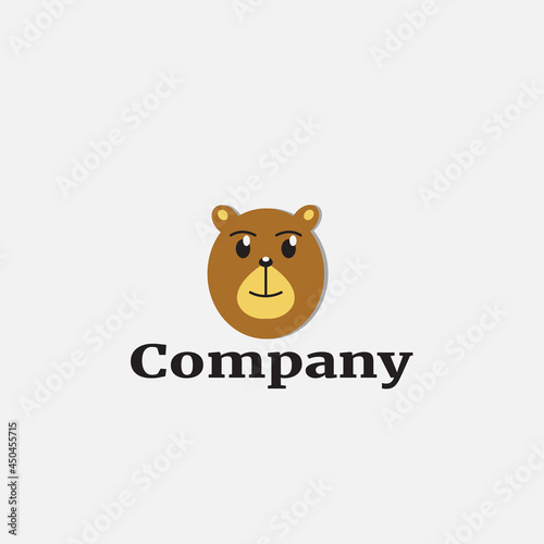 Simple logo template with cute bear