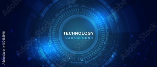 Abstract blue technology background,light and circle digital vector.Futuristic illustrator design.