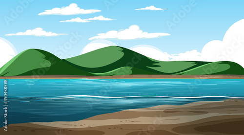 Blank nature landscape at daytime scene with mountain background