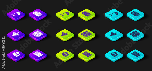 Set Advertising, Website statistic, Lead management, Browser window, and Location marker icon. Vector