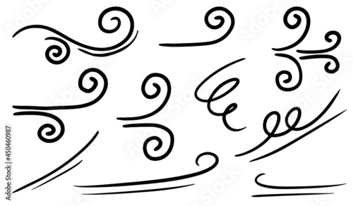 Doodle of wind gust isolated on a white background. hand drawn  vector illustration.