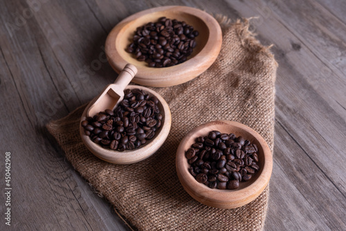 Close up of coffee beans. Delicious, tasty and aromatic 