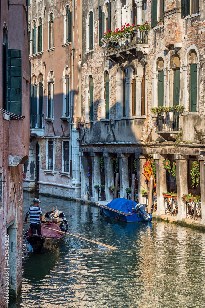 Venice Grand canal with gondolas, Italy in summer