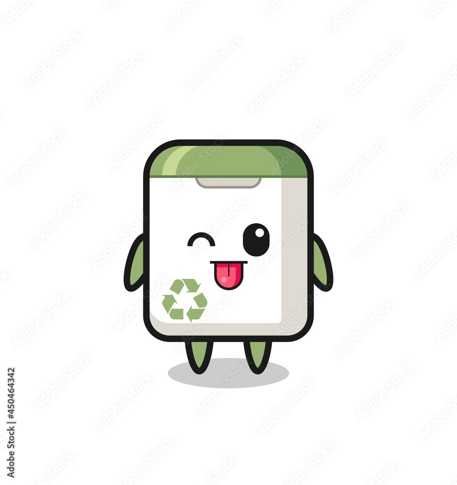 cute trash can character in sweet expression while sticking out her tongue cute trash can character in sweet expression while sticking out her tongue