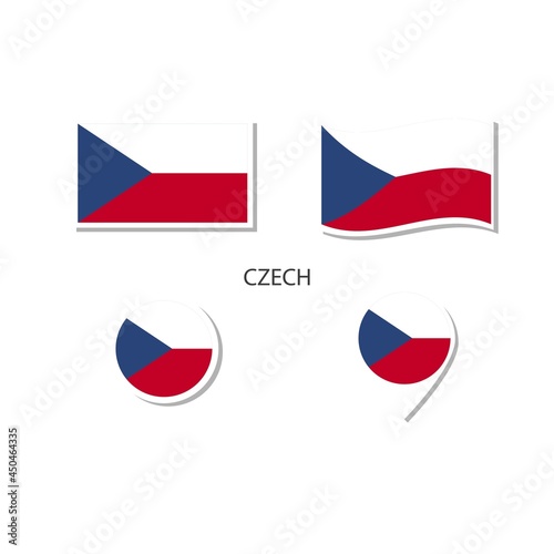 Free Download Czech flag logo icon set, rectangle flat icons, circular shape, marker with flags. - GFXLoad