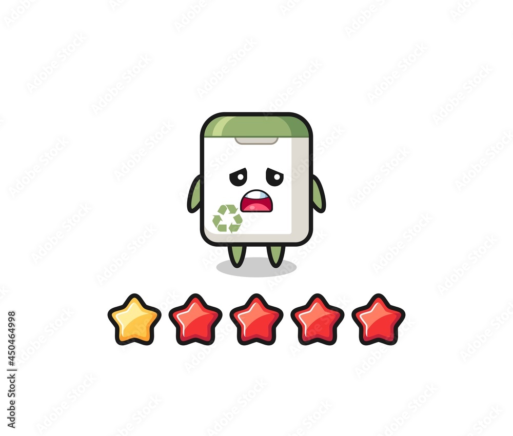 the illustration of customer bad rating, trash can cute character with 1 star