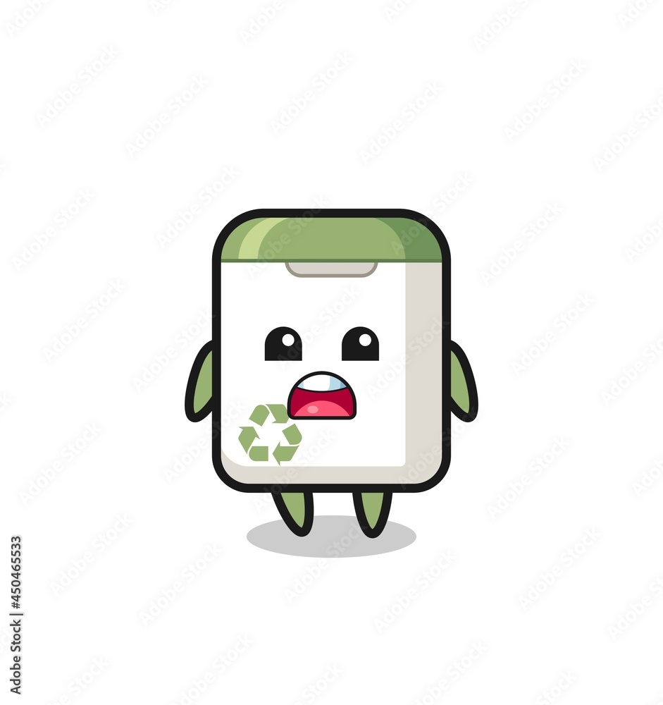 trash can illustration with apologizing expression, saying I am sorry