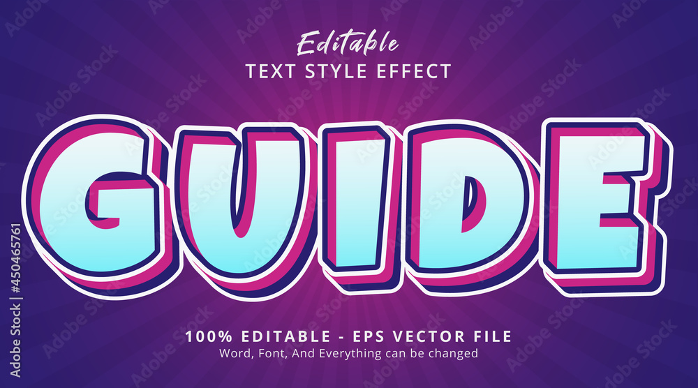 Editable text effect, Guide text on layered color combination style Editable text effect, Guide text on layered color combination style