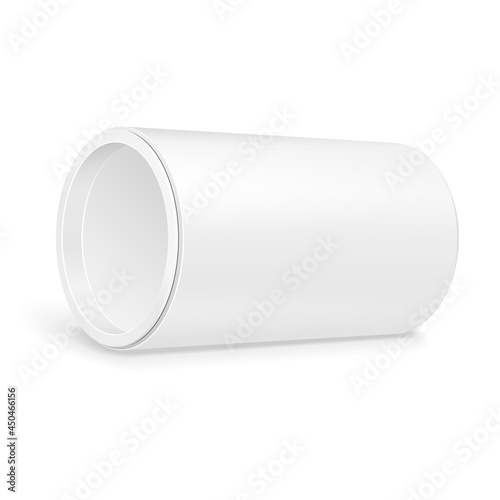 Cardboard Paper Tube Tubus Cilinder Box Container Packaging. Food, Gift. Illustration Isolated On White Background. Mock Up Template Ready For Your Design. Product Packing Vector EPS10