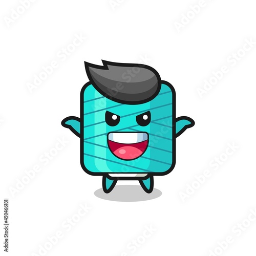 the illustration of cute yarn spool doing scare gesture