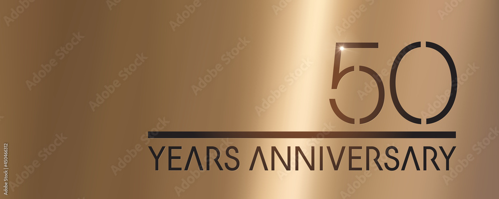 50 years anniversary vector logo, icon. Graphic symbol with metallic number for 50th anniversary - obrazy, fototapety, plakaty 