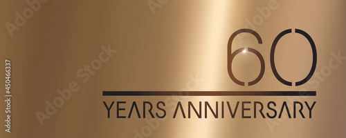 60 years anniversary vector logo, icon. Graphic symbol with metallic number for 60th anniversary