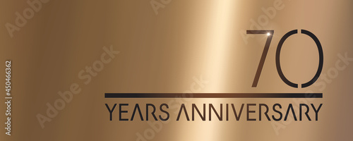 70 years anniversary vector logo, icon. Graphic symbol with metallic number for 70th anniversary