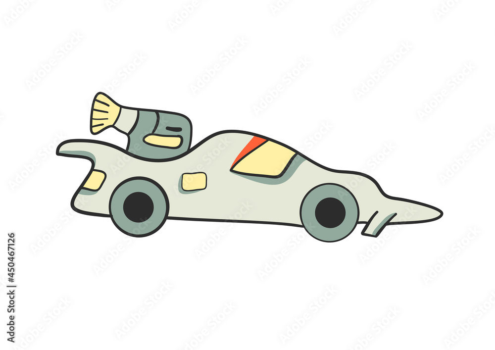 Racing car on a white background. Icon. Vector illustration