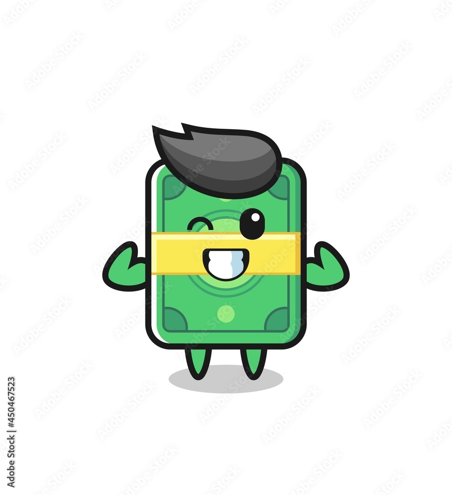 the muscular money character is posing showing his muscles the muscular money character is posing showing his muscles