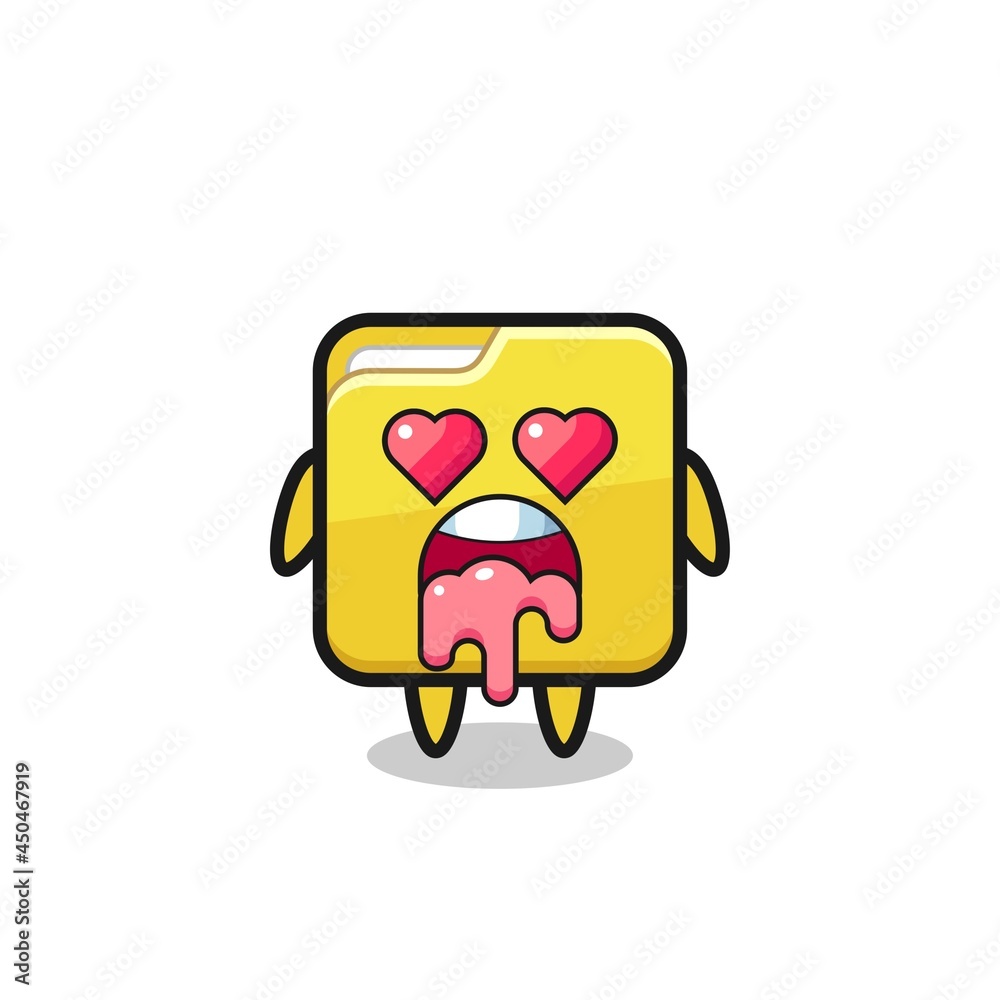 Obraz premium the falling in love expression of a cute folder with heart shaped eyes