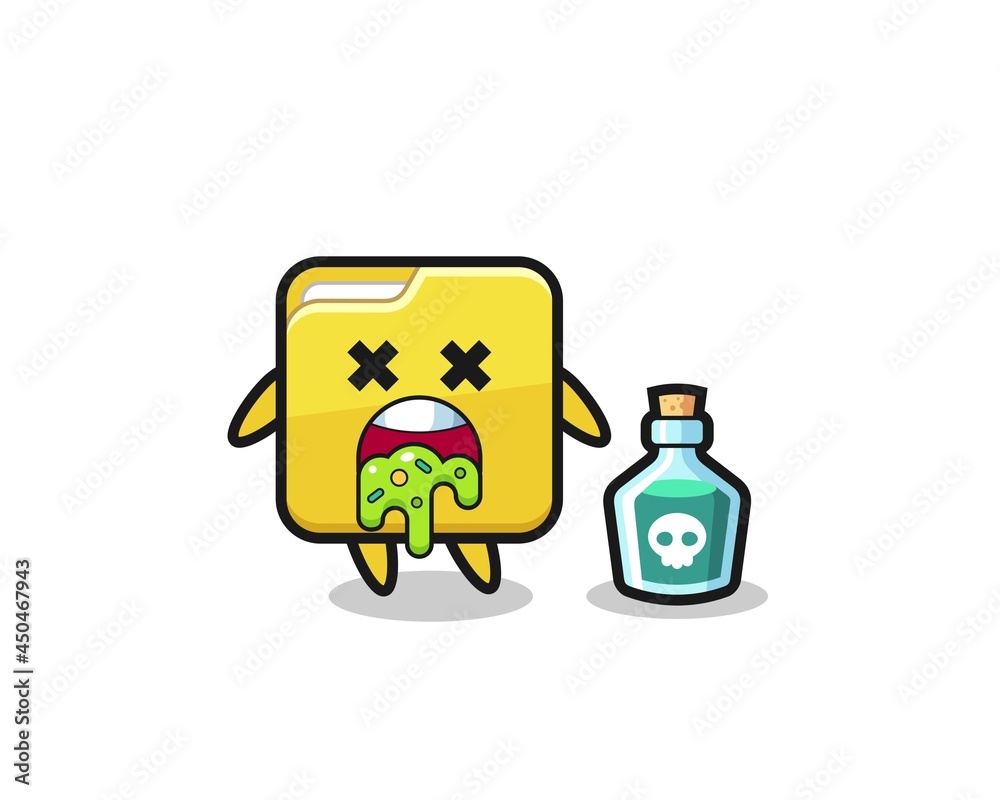 illustration of an folder character vomiting due to poisoning illustration of an folder character vomiting due to poisoning
