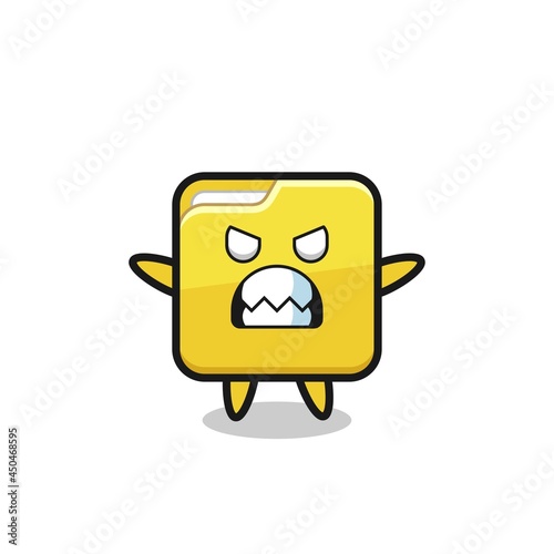 wrathful expression of the folder mascot character