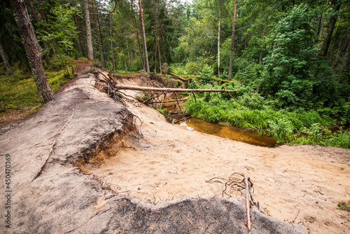 The bend of the river by the Lacupite river on a summer day, Latvia. photo