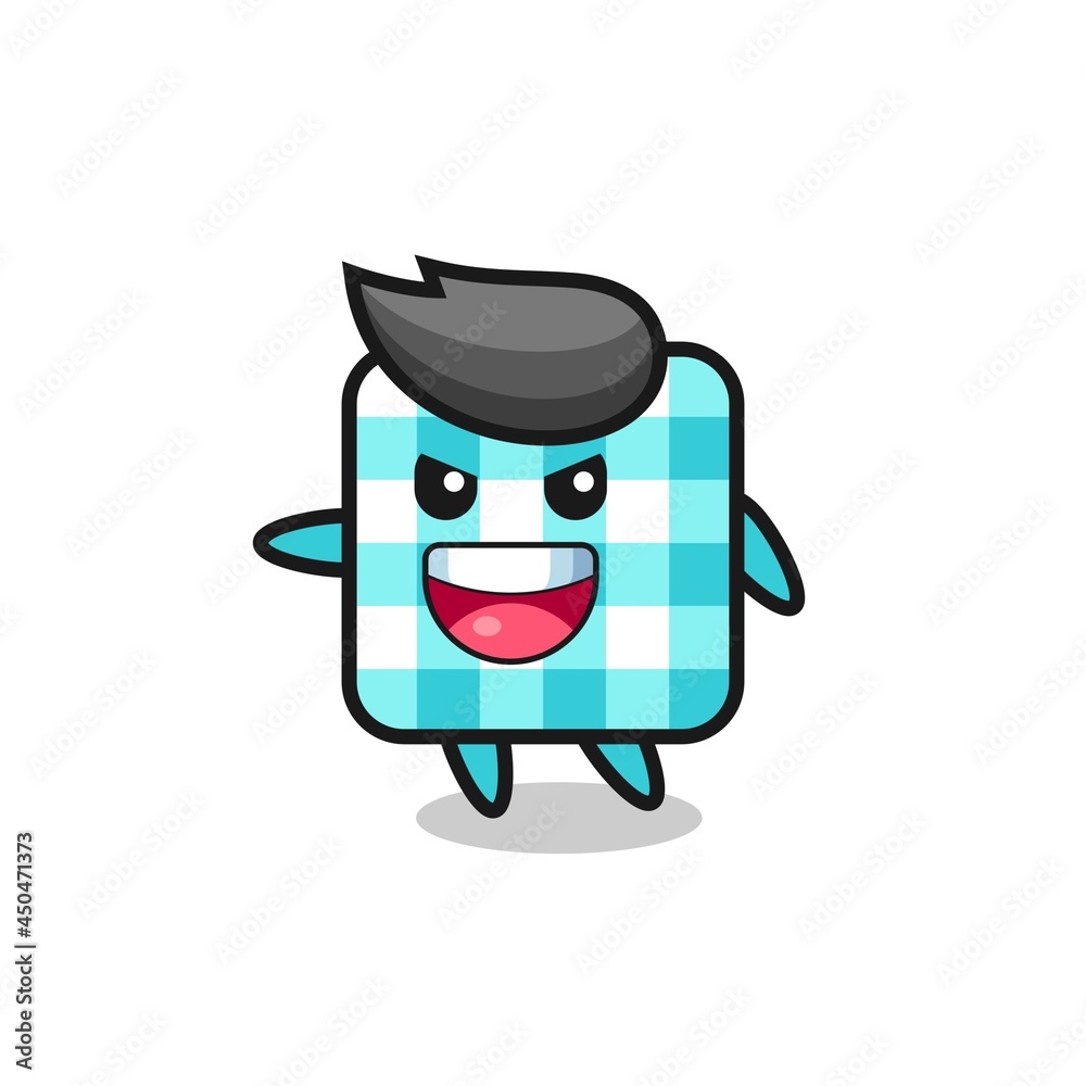 Obraz premium checkered tablecloth cartoon with very excited pose