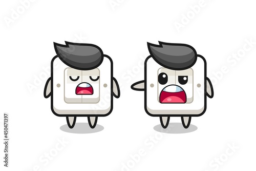 illustration of the argue between two cute light switch characters