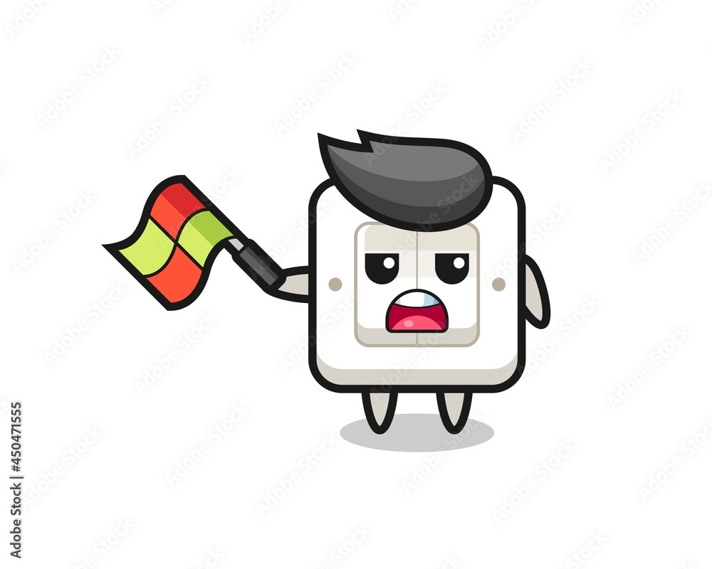 light switch cartoon as the line judge hold the flag up at a 45 degree angle