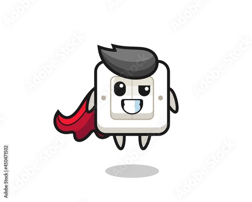 the cute light switch character as a flying superhero