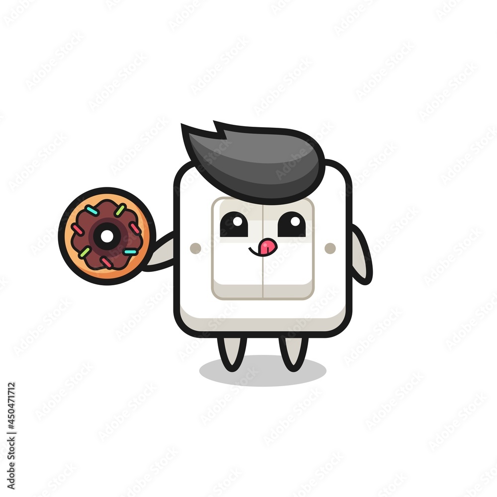 illustration of an light switch character eating a doughnut illustration of an light switch character eating a doughnut