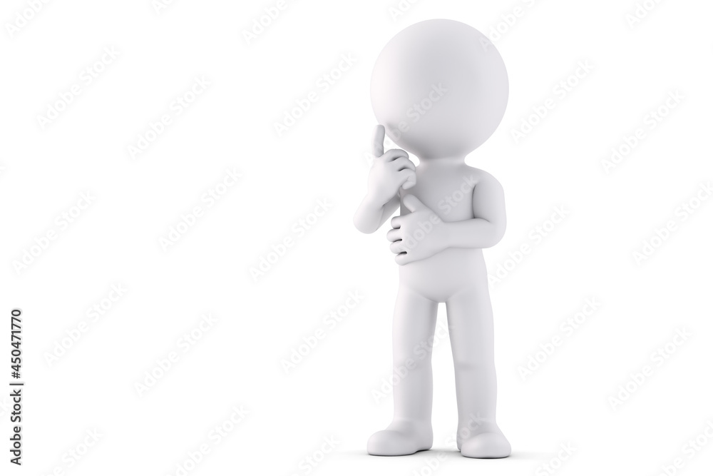 Thinking pensive behavior. 3D illustration. Isolated Thinking pensive behavior. 3D illustration. Isolated