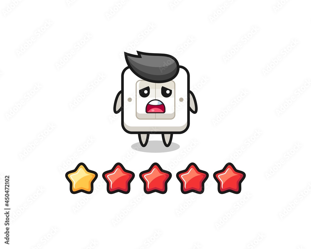 the illustration of customer bad rating, light switch cute character with 1 star