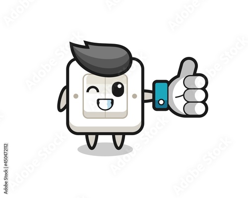 cute light switch with social media thumbs up symbol