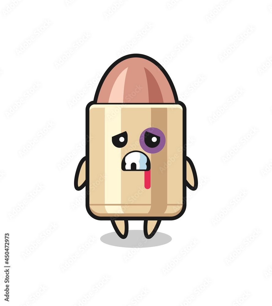 injured bullet character with a bruised face injured bullet character with a bruised face