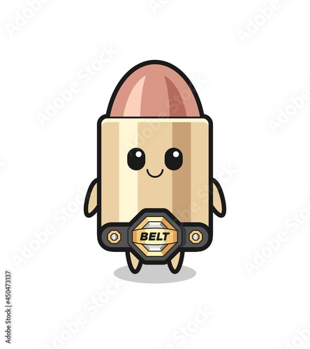 the MMA fighter bullet mascot with a belt