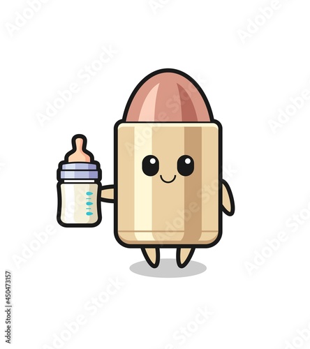 baby bullet cartoon character with milk bottle photo