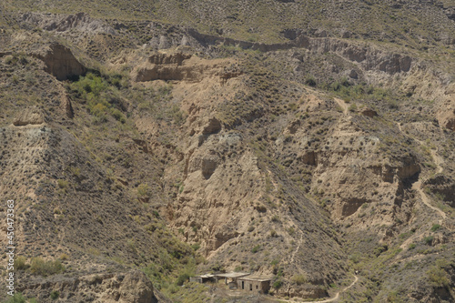 Mountains badlands a sunny day, Gorafe, Granada, Spain photo