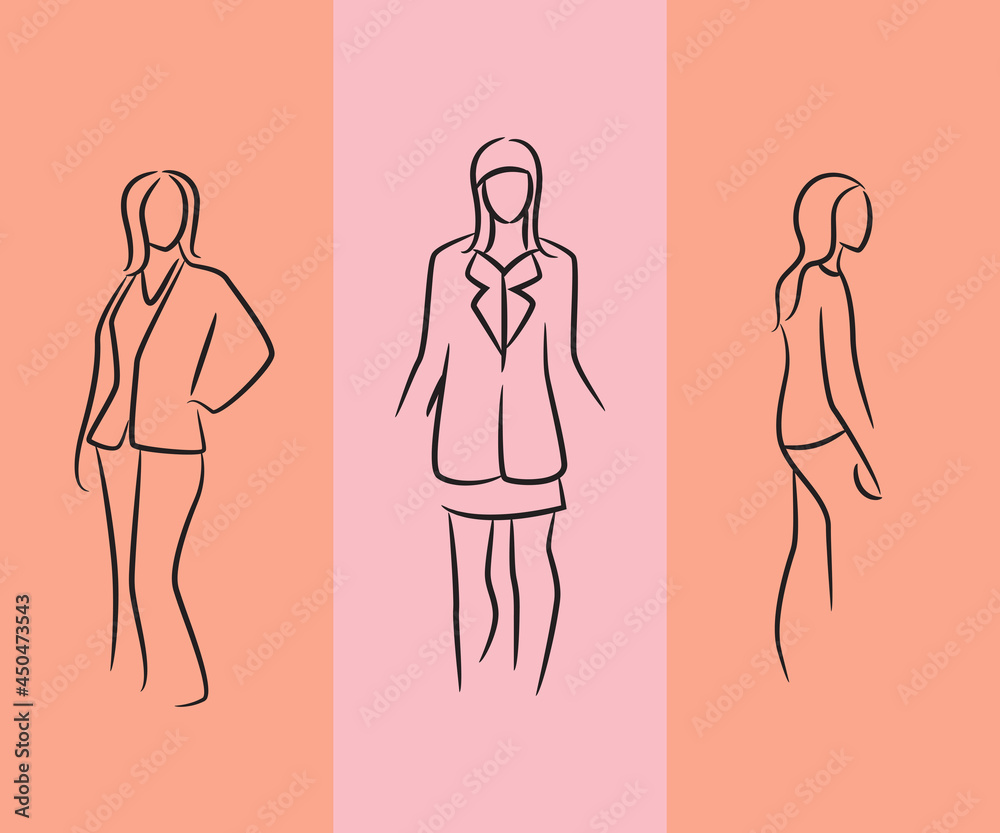 sketch and hand drawn working woman pose set illustration sketch and hand drawn working woman pose set illustration