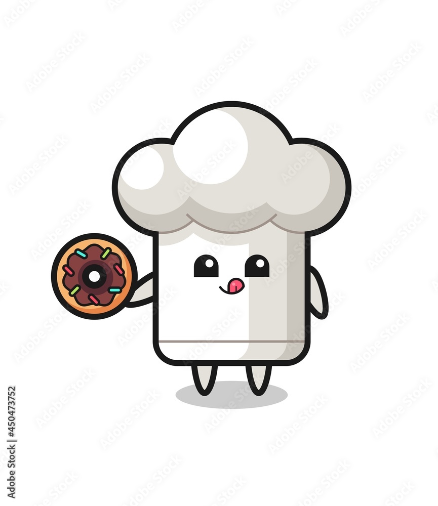 illustration of an chef hat character eating a doughnut illustration of an chef hat character eating a doughnut