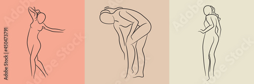 sketch and hand drawn sexy woman pose set illustration
