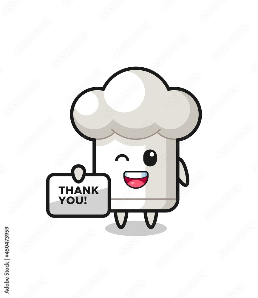 the mascot of the chef hat holding a banner that says thank you the mascot of the chef hat holding a banner that says thank you