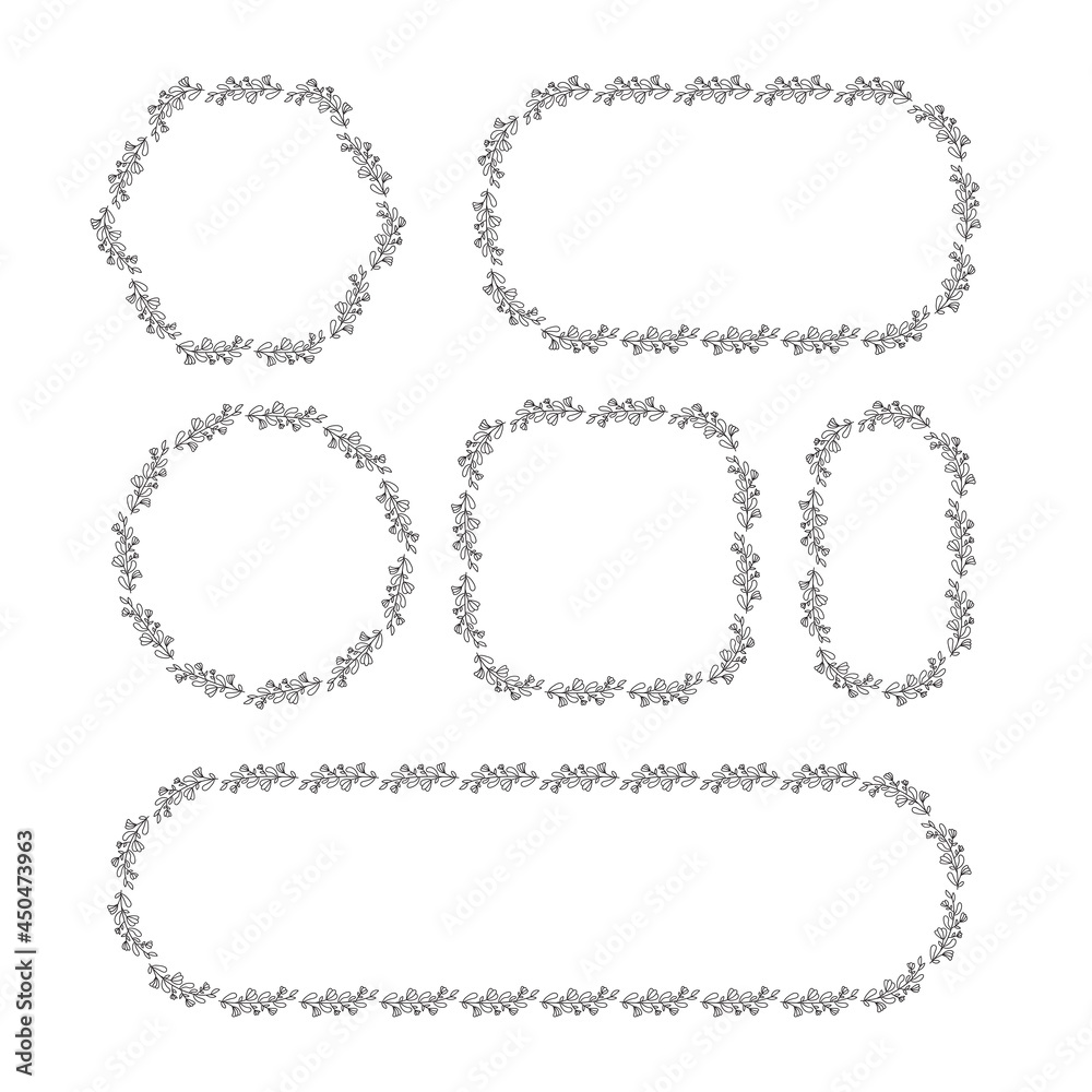 Obraz premium floral decoration border frame element and leaves illustration