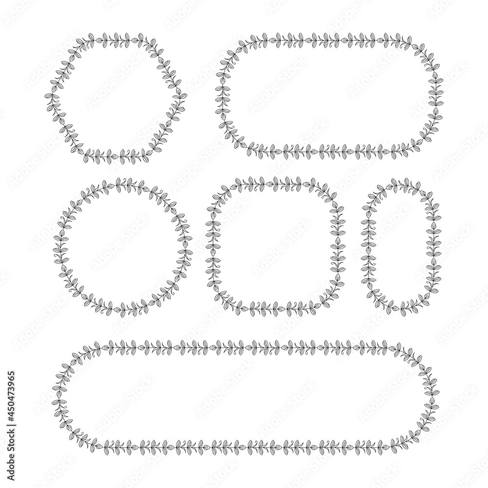 floral decoration border frame element and leaves illustration floral decoration border frame element and leaves illustration
