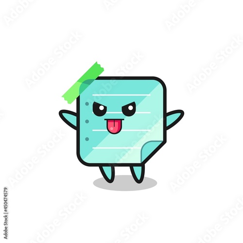 naughty blue sticky notes character in mocking pose